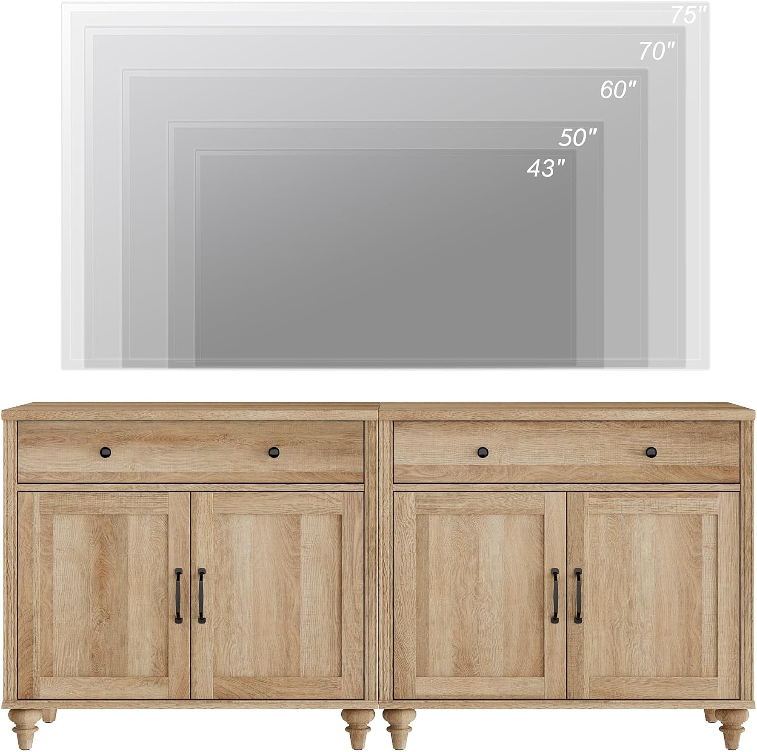 Oak Farmhouse Entertainment Center For TVs Up To 75 Inches