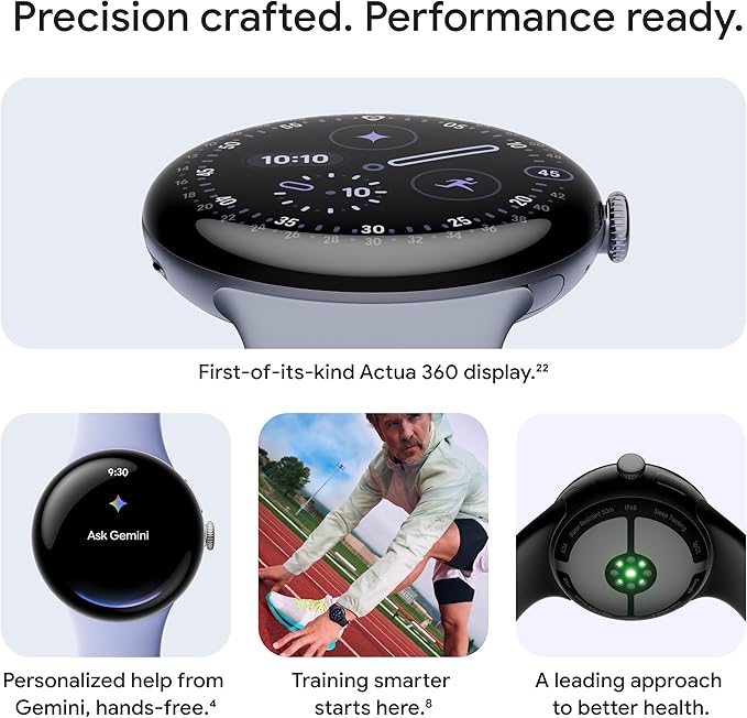 Google Pixel Watch 4 (45mm) - Android - 2 Years of Data -Heart Rate,Sleep & Fitness Tracking - 40hr Battery - Matte Black Aluminum Case - Obsidian Active Band - LTE (2025) -Google Pixel Watch app