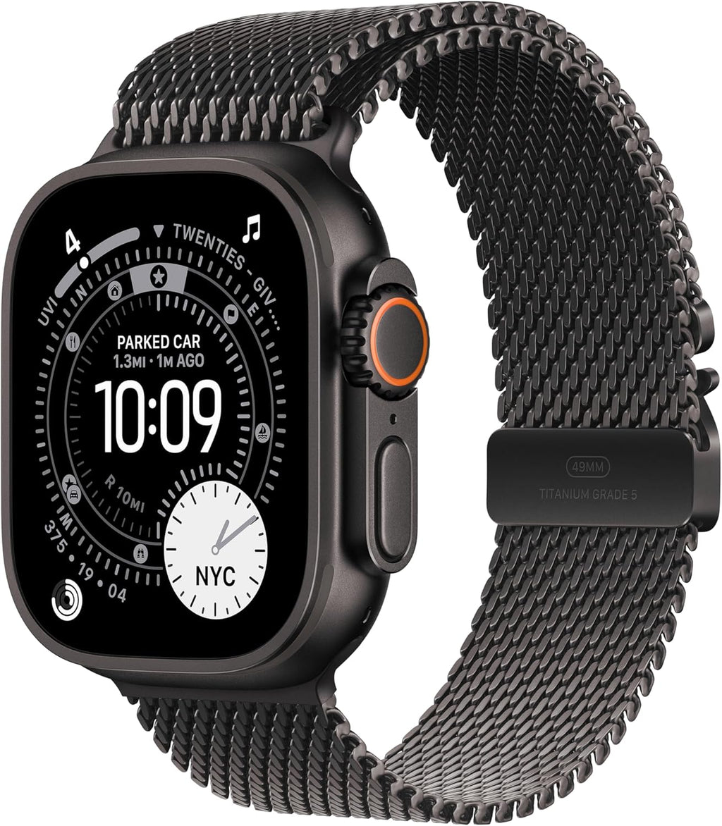 Apple Watch Ultra 3 [GPS + Cellular 49mm] Running & Multisport Smartwatch w/Rugged Titanium Case w/Black Titanium Milanese Loop