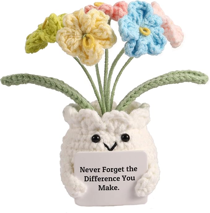 Forget-Me-Not Crochet Flower Potted Plant Gift | Difference You Make Gift