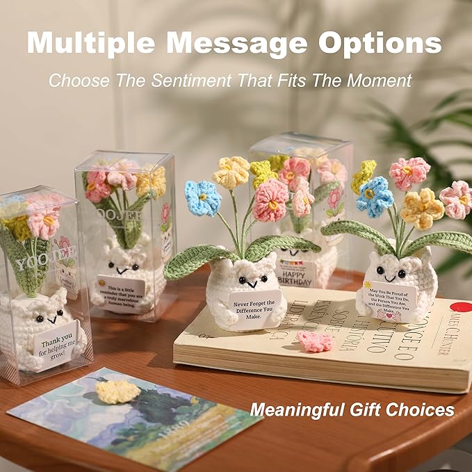 Forget-Me-Not Crochet Flower Potted Plant Gift | Difference You Make Gift