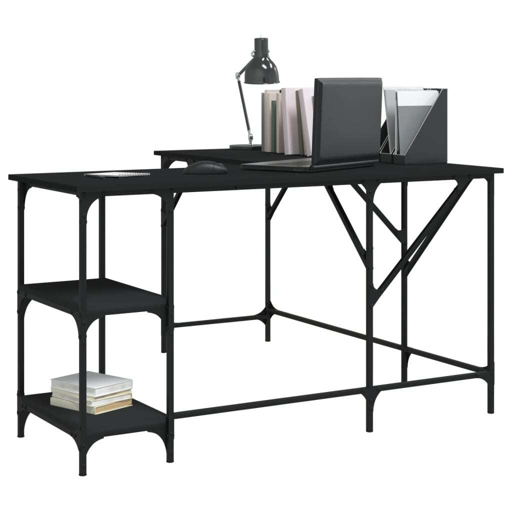 Desk Black 54.7"x54.7"x29.5" Engineered Wood