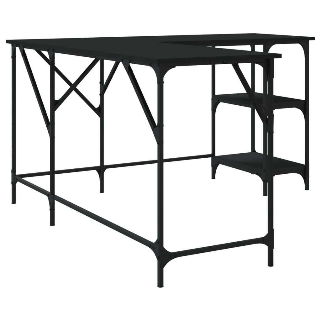 Desk Black 54.7"x54.7"x29.5" Engineered Wood