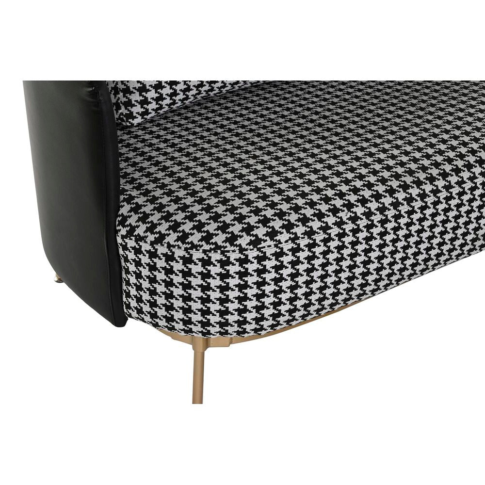 Sofa DKD Home Decor White Black Golden Metal Plastic Houndstooth