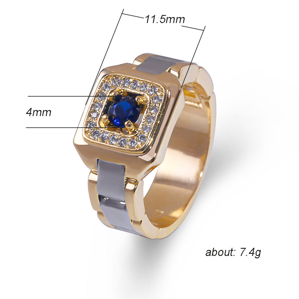 Sapphire Inlaid Ring for Men - Engagement Jewelry