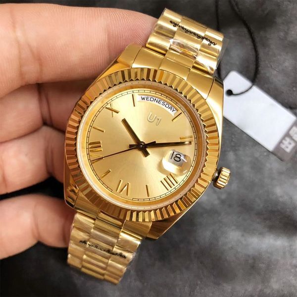 Color: 5 - U1 Factory ST9 Watch Gold Roman Dial Automatic Movement 40MM Men Watch Watches 904L Stainless Steel Bracelet Mens Wristwatches