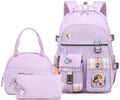 Hey Yoo Cute Backpack for School Backpack for Girls Backpack with Lunch Box Bookbag Set Kids Backpacks for Teen Girls (Purple)