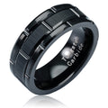 100S JEWELRY Tungsten Rings For Men Wedding Band Black Brick Pattern Brushed Engagement Promise Size 6-16 (Tungsten 9)