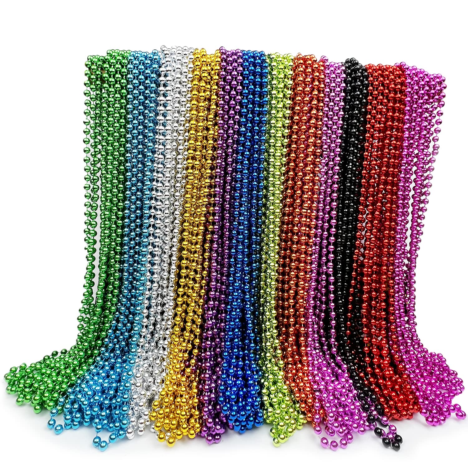GiftExpress 144 pack Mardi Gras Beads Bulk Mardi Gras Beads Necklaces Assortment Throw Beads in Bulk Gasparilla beads