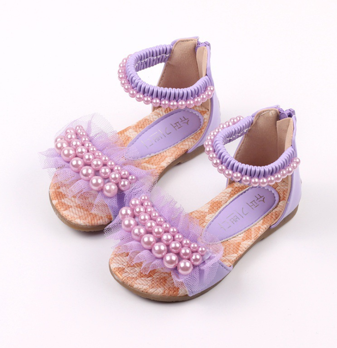 Inner length of the shoe: 20.8cm, Color: Purple - Children's shoes summer girls sandals baby sandals princess shoes little girls dance shoes