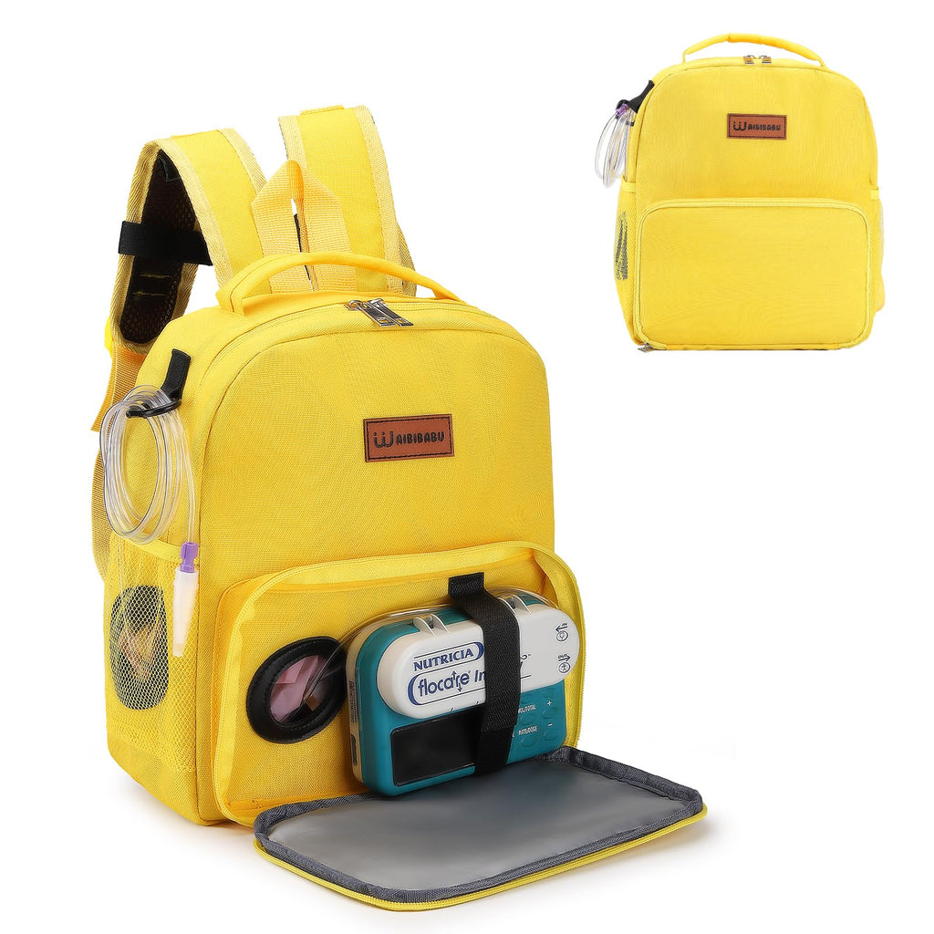 WAIBIBABU Feeding Tube Backpack for KidsFeeding Tube Backpack for Feeding Tube G Tube J Tube GJ TubePortable Backpacks Enteral Feeding Pump Portable Backpacks(Yellow)