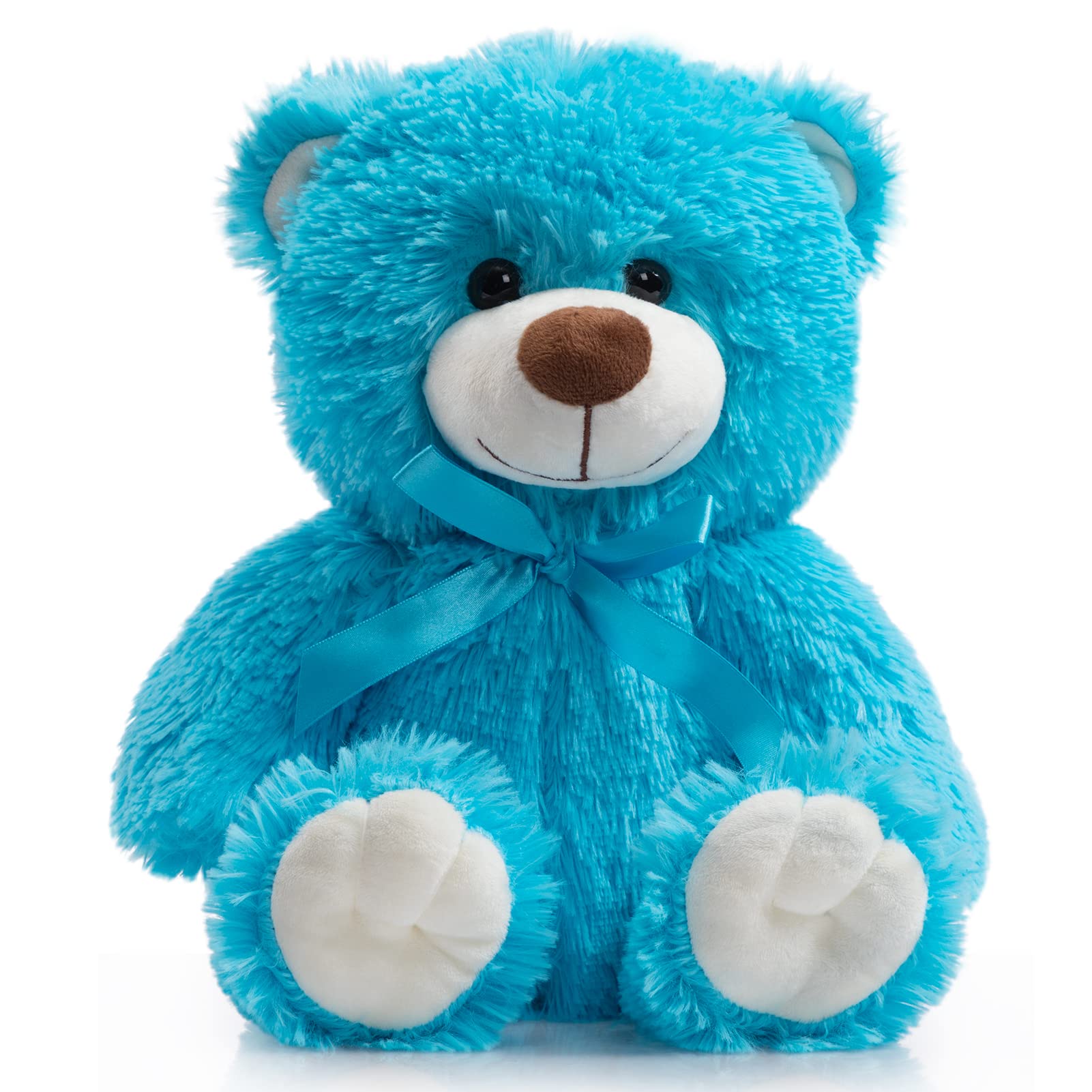 WENMOTDY Super Color Teddy Bear Stuffed Animals Plush Toy for Children Girlfriend Family Congratulations Baby Shower Birthday Blue 14 inch