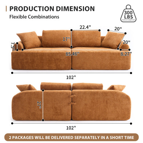 LuxeLiving™ – 4‑Seater Compression Sofa with Pillows (US Warehouse)