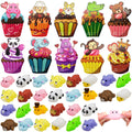 Mochi Squishy Toys 28 Packs - Mini Kawaii Stress Relief Toys and Valentine Cards for Kids Valentine Classroom Exchange Party Favors- Valentines Day Gifts for Children Classroom Prizes