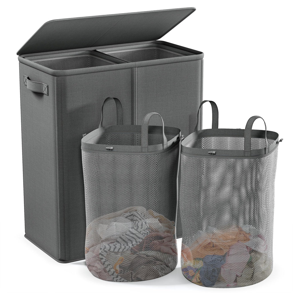 Raybee Spacious 154L Laundry Divider with Lid (Grey)