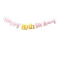 Rose Gold Happy 80th Birthday Banner Sign Gold Glitter 80 Years Birthday Party Decorations Supplies Anniversary Celebration Backdrop Pre-Assembled (Rose Gold)