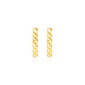 14k Yellow Gold Textured Bar Earrings