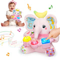 Ryotagift Baby Bilingual Musical Elephant Stuffed Animals ToysInfant Early Learning Toys with Light-Up Music & CrinkleTummy Time Toys for 0 3 6 9 12+ Months for Baby Boy Girl GiftPink