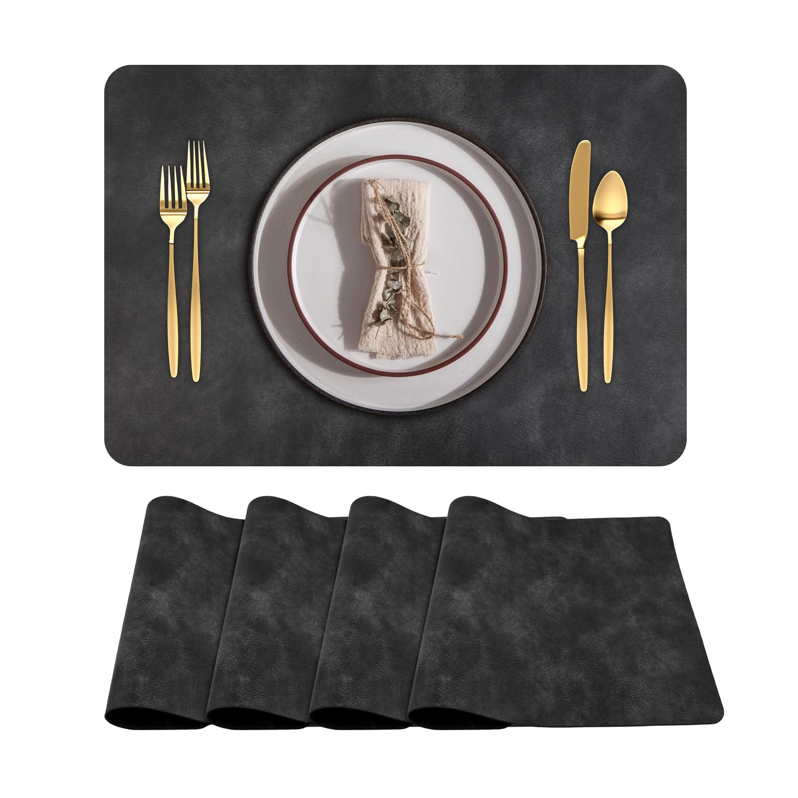 Eco-Chic Faux Leather Dining Mats - Set of 4