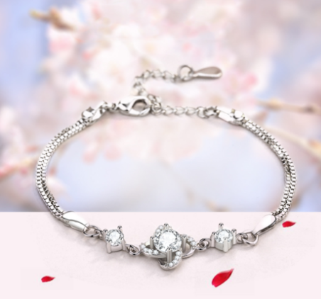 Jewelry Set with Diamonds: Necklace, Bracelet, Earrings