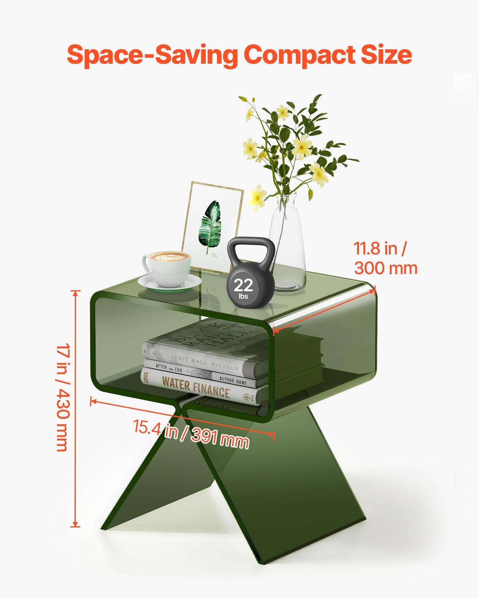 Acrylic Nightstand Side Table, Modern Clear Bedside Table With Storage