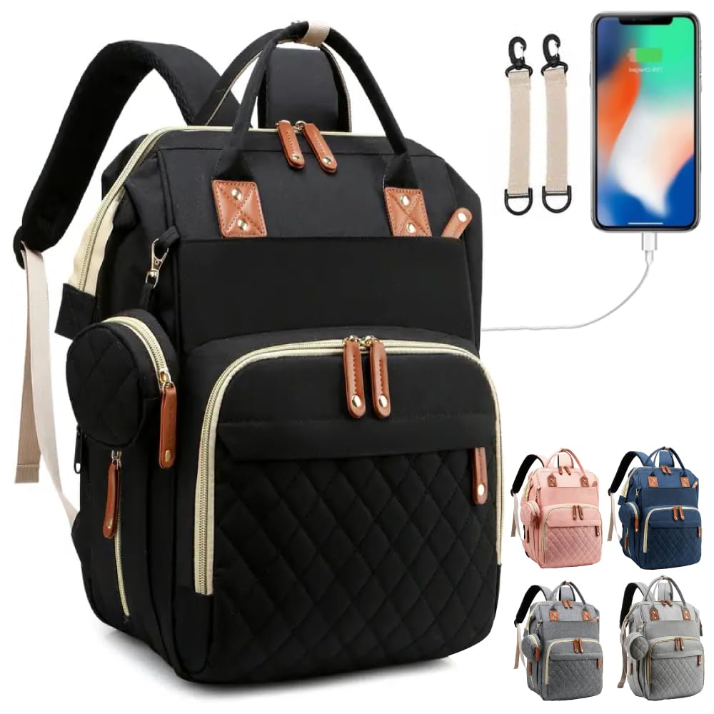 Dalaura Baby Trek Backpack | Lightweight Diaper Bag with Pacifier Slot (Black)