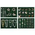 Fixwal Jewelry Tray 9in Set of 4 Stackable Jewelry Organizer Trays for Drawers Jewelry Storage for Earring Necklace Bracelet Watch with Removable Divider Dark Green