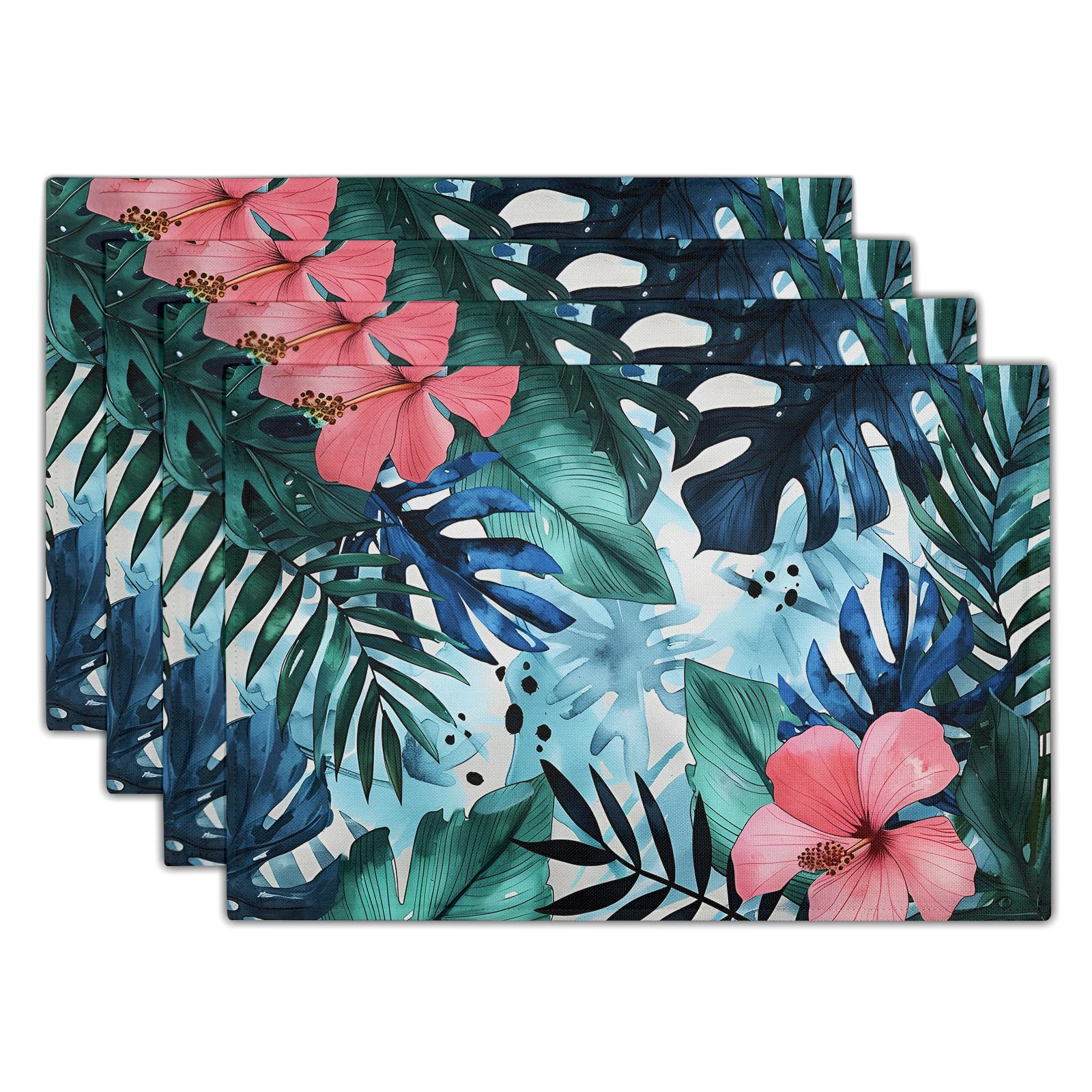 Tropical Palm Leaf Table Mats - Set of 4