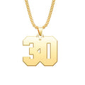 NanMuc Men Number Necklace for Women 18K Gold Plated Sports Initial Stainless Steel Necklace Pendant Personalized Jewelry 3mm Chain (Gold 30-)
