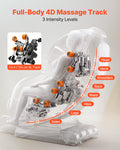 Massage Chair, 4D Zero-Gravity Full Body Massage Chair with Extendable Footrest, Automatic Modes, Airbags, Waist & Leg Heating, Bluetooth Speaker, Touchscreen Control, for Home and Office Use