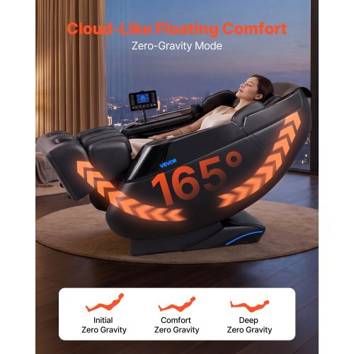 Massage Chair, 4D Zero-Gravity Full Body Massage Chair with Extendable Footrest, Automatic Modes, Airbags, Waist & Leg Heating, Bluetooth Speaker, Touchscreen Control, for Home and Office Use