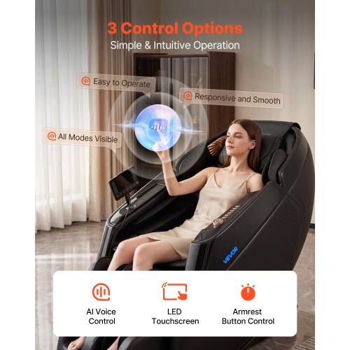 Massage Chair, 4D Zero-Gravity Full Body Massage Chair with Extendable Footrest, Automatic Modes, Airbags, Waist & Leg Heating, Bluetooth Speaker, Touchscreen Control, for Home and Office Use