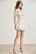 Polkadot Satin Off-Shoulder Bubble Dress