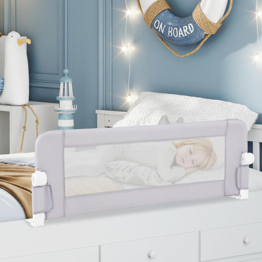 Foldable Bed Rail Swing Down Baby Bed Guard Rail-Light Gray - Color: Light Gray