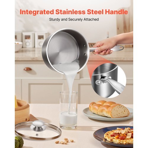 Stainless Steel Saucepan Set, 1 QT & 2 QT & 3 QT Saucepans with Glass Lids, Multipurpose Nonstick Stainless Steel Sauce Pot with Ergonomic Handle, Friendly for Oven, Dishwasher, Induction Cooker