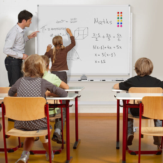 48 x 36 Inches Rolling Double-Sided Whiteboard with Magnetic Surface-White - Color: White