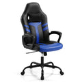Faux Leather Upholstered Office Chair with Removable Head Pillow and Rocking Function-Blue - Color: Blue