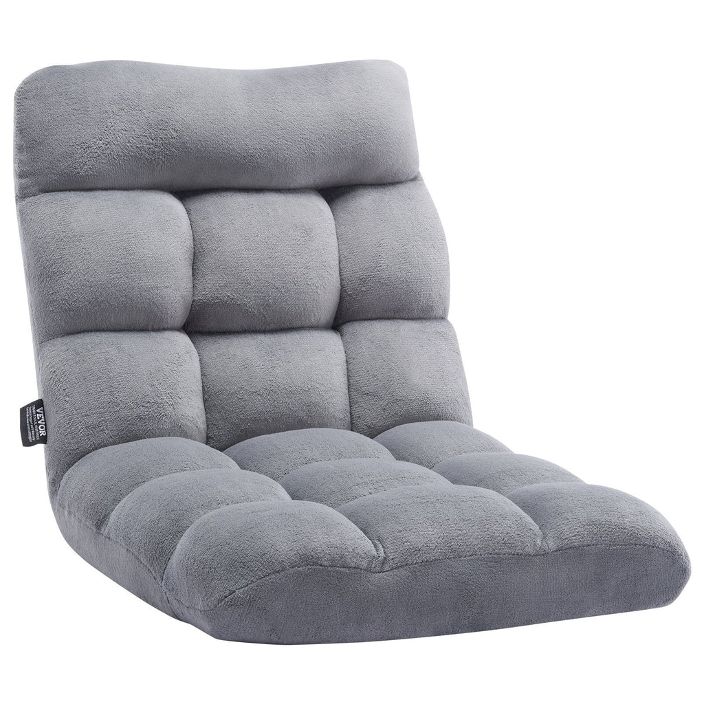 Floor Chair, Recycled Foam Folding Sofa Chair with 14 Adjustable Positions, Multifunctional Floor Chair with Back Support Ideal for Sleeping Reading, Floor Gaming Chair for Living Room, Gray