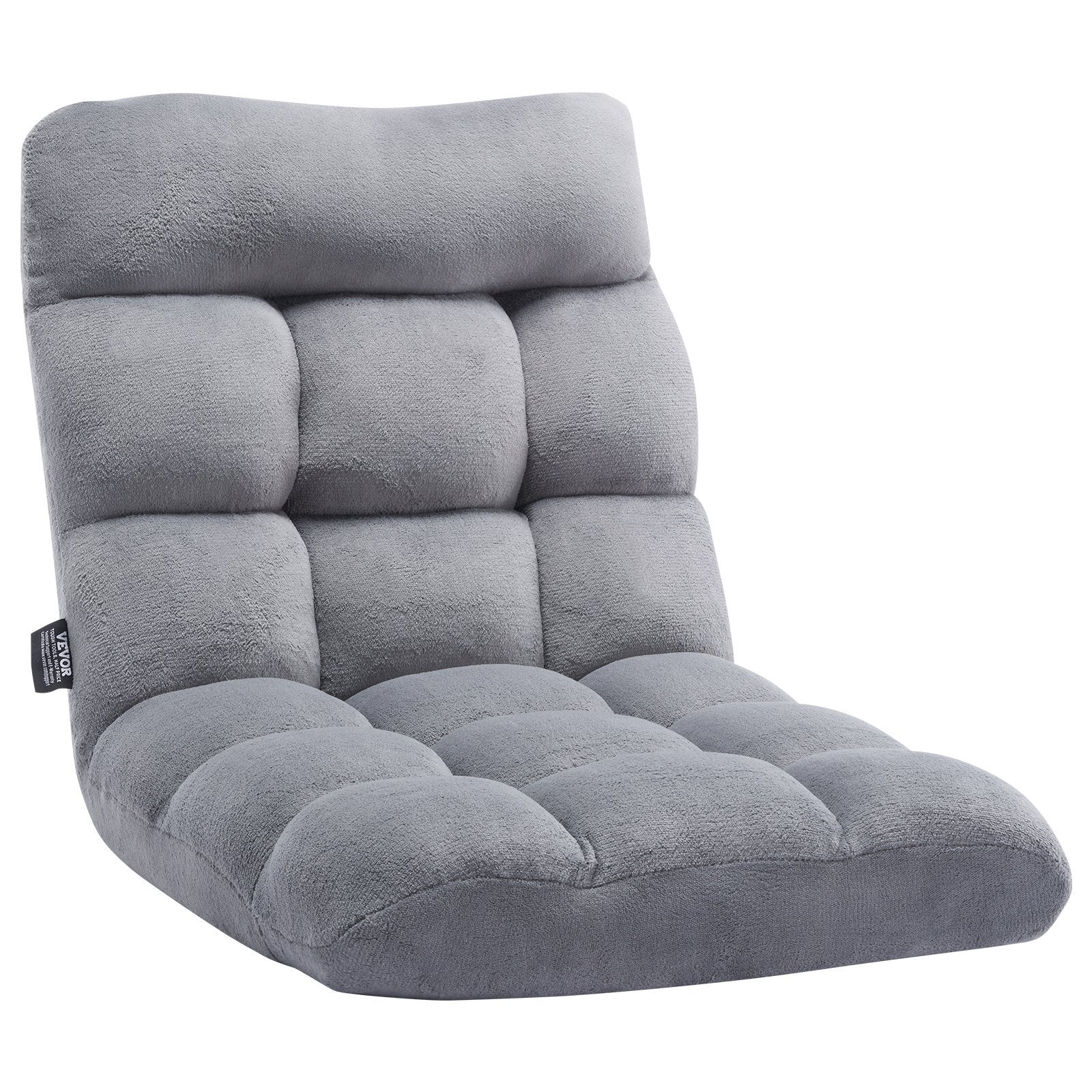 Floor Chair, Recycled Foam Folding Sofa Chair with 14 Adjustable Positions, Multifunctional Floor Chair with Back Support Ideal for Sleeping Reading, Floor Gaming Chair for Living Room, Gray