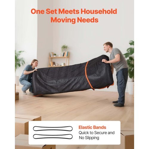 Moving Blankets 6 Pcs, 72 x 40 in (32 lbs/dz) Large Packing Blankets with Cotton Filling, Heavy Duty Nonwoven Fabric Padded Moving Blanket for Shipping, Wrapping, Protecting Furniture