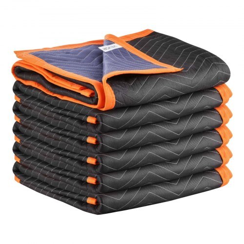 Moving Blankets 6 Pcs, 72 x 40 in (32 lbs/dz) Large Packing Blankets with Cotton Filling, Heavy Duty Nonwoven Fabric Padded Moving Blanket for Shipping, Wrapping, Protecting Furniture