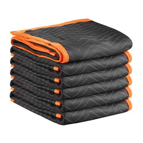 Moving Blankets 6 Pcs, 72 x 40 in (32 lbs/dz) Large Packing Blankets with Cotton Filling, Heavy Duty Nonwoven Fabric Padded Moving Blanket for Shipping, Wrapping, Protecting Furniture