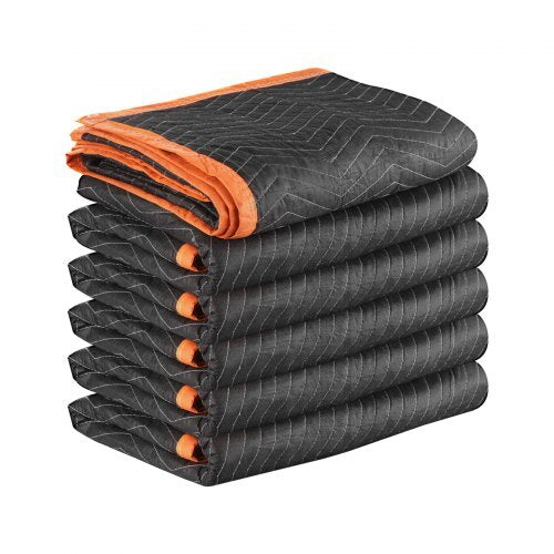 Moving Blankets 6 Pcs, 72 x 40 in (32 lbs/dz) Large Packing Blankets with Cotton Filling, Heavy Duty Nonwoven Fabric Padded Moving Blanket for Shipping, Wrapping, Protecting Furniture