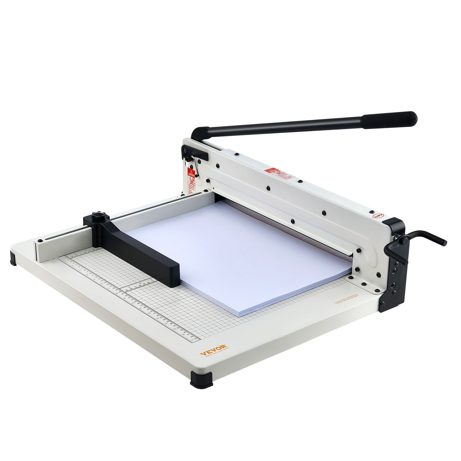 Heavy Duty Paper Cutter, 17" Industrial Commercial Guillotine Paper Cutter for A3 Paper, 400 Sheet Capacity, Solid Steel Construction, Stack Paper Trimmer for Office Home School Shop, White