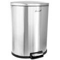 Elama 50 Liter 13 Gallon Half Circle Stainless Steel Step Trash Bin with Slow Close Mechanism in Matte Silver