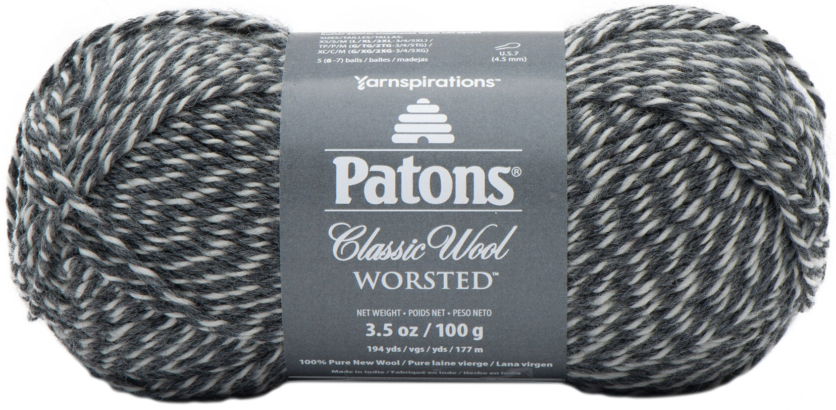 Patons Classic Wool Yarn Dark Grey Marl 1 pack of 1 Skein