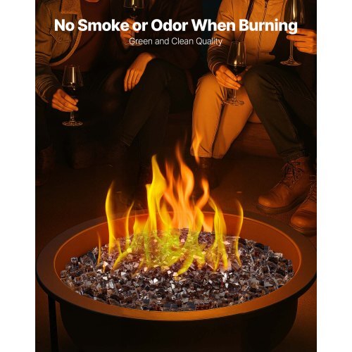 Fire Glass, 10 LBS / 4.5 KG High-Temperature Resistant Fireplace Rocks, 1/2-Inch / 12.7 mm Reflective & Smokeless Firepit Glass Rock, High Luster Stone Landscaping for Fire Pit Table, Copper