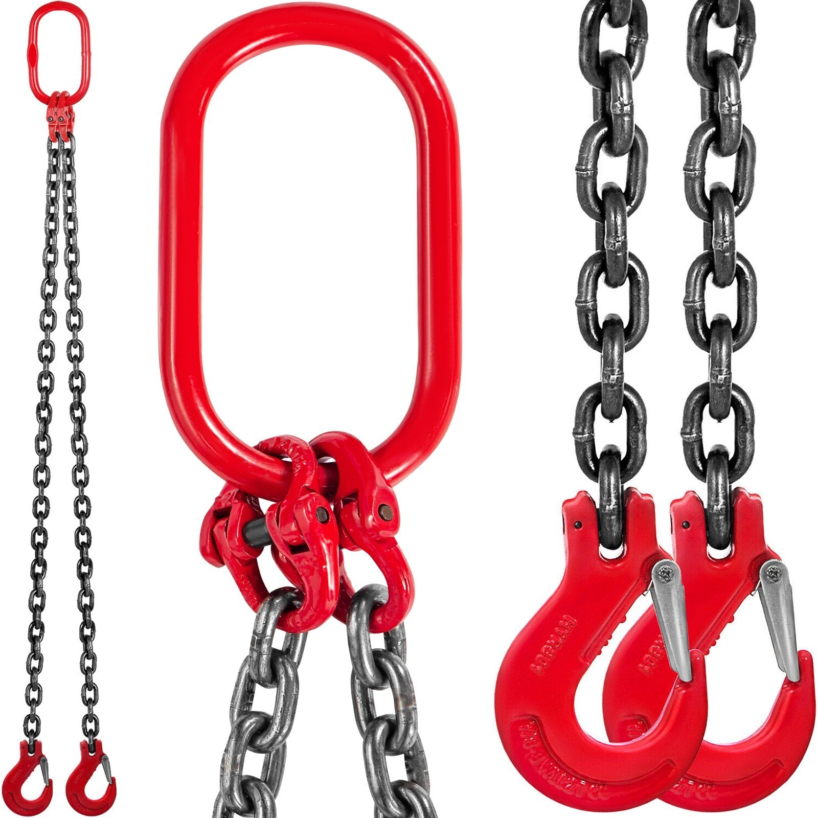 Chain Sling, 3/8 inch x 5 ft Lifting Chains with Hooks, G80 Engine Chain Hoist Lifts, 11000 lbs/5 Ton Capacity Lifting Sling Chains for Engine Hoist, Engine Lift Chain with 2 Leg Grab Hooks