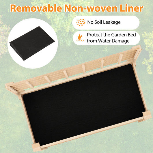 Raised Garden Bed with Trellis Wooden Elevated Planter Box with Legs-Natural - Color: Natural