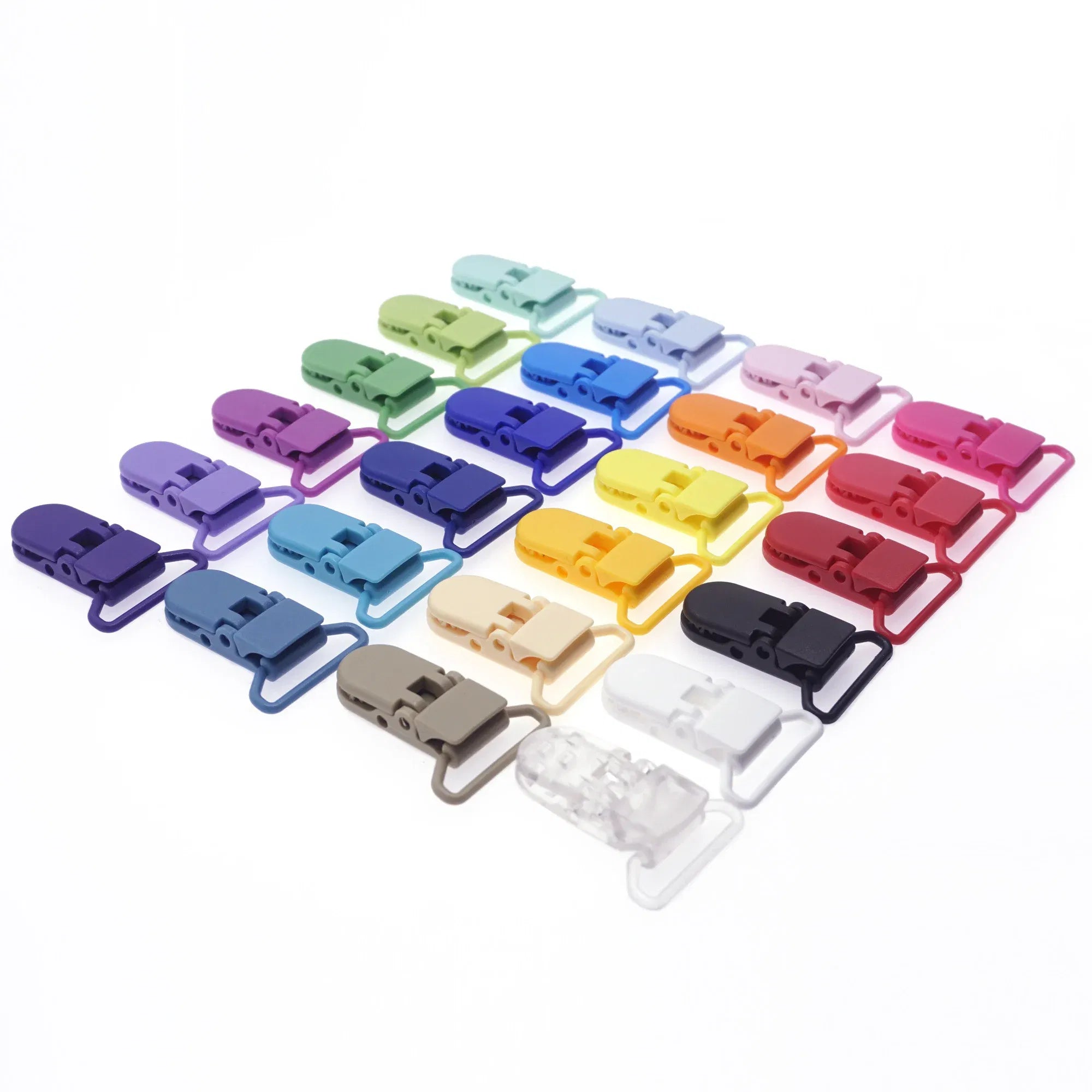 Color: Light Blue - 48Pcs Eco-friendly Plastic Baby Pacifier Clips Holder Mix Colors Dummy Soother Bib Suspender Clip Transparent 25MM Free Shipping